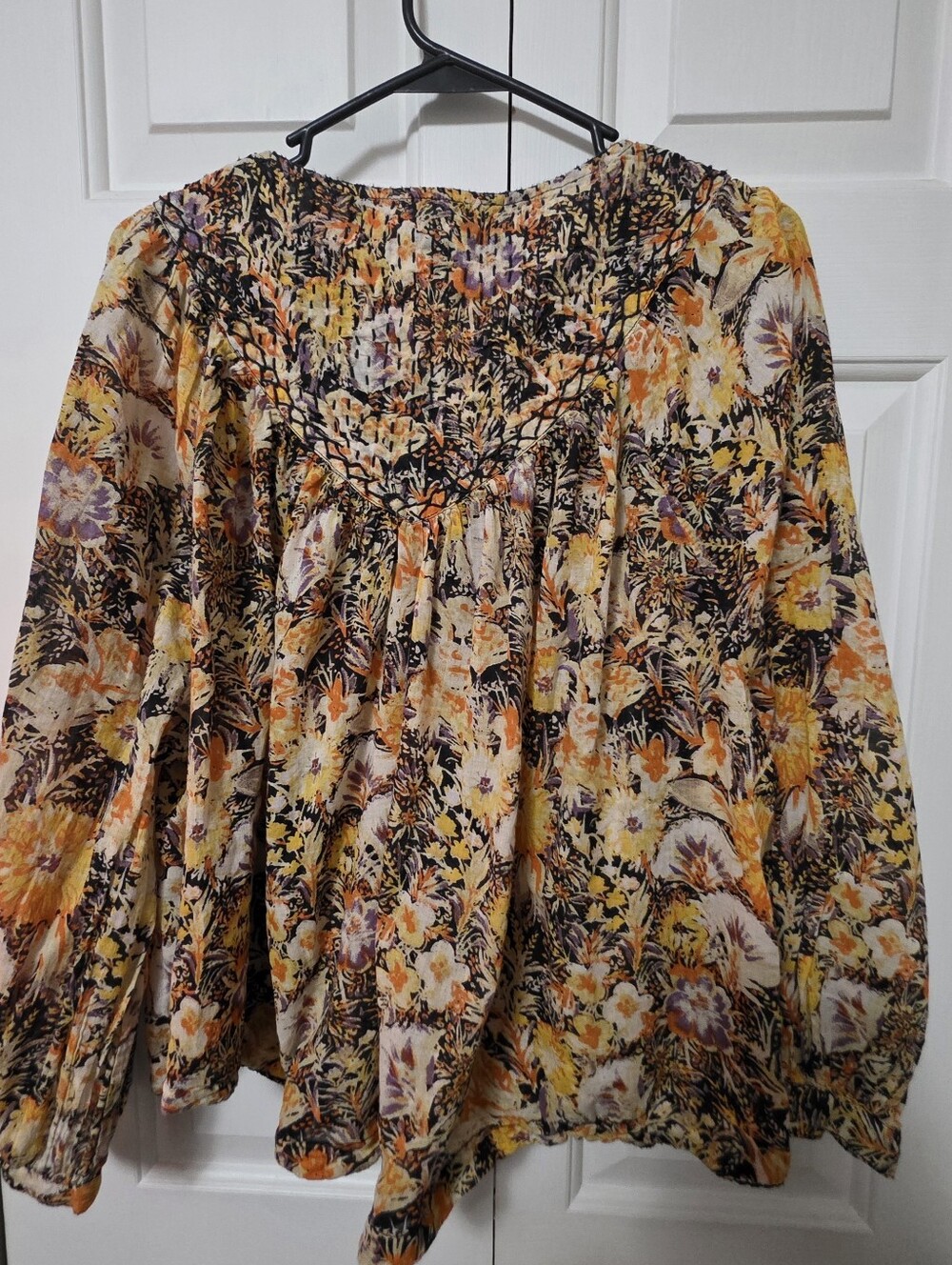 Free People We The Free Cool Meadow Printed Boho floral Top small Oversized - Picture 4 of 10